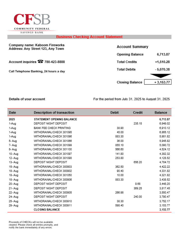 Déclaration de l'entreprise commerciale du CFSB Format Word et PDF